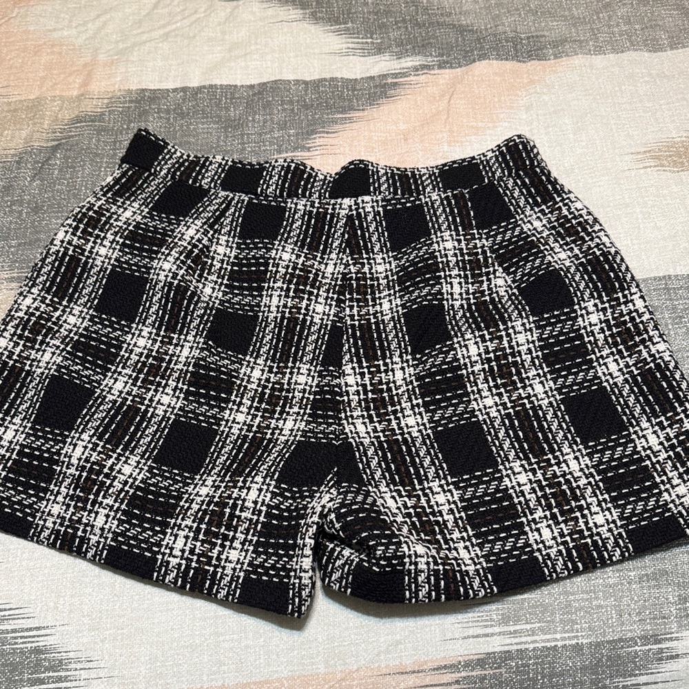 Pink Lily Black and White Checkered High Waist Shorts - Picture 3 of 4